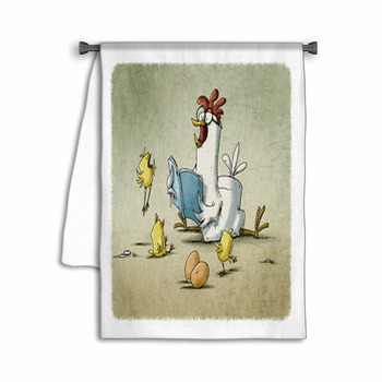 Hen With Glasses Is Reading A Story To Three Towel