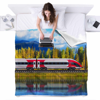 Train Fleece Blanket Throws Free Personalization