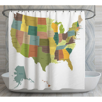 Usa map Shower Curtains, Bath Mats, & Towels Personalize