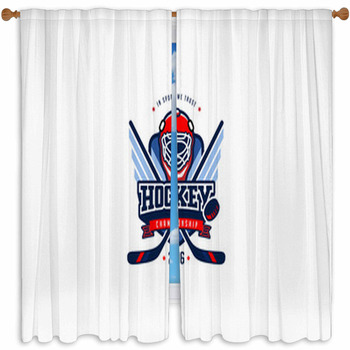 Hockey Badge Logo Design Custom Size Window Curtain