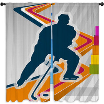 Hockey Concept Poster Template Vector Window Curtain