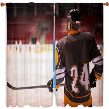 Hockey Player Custom Size Window Curtain