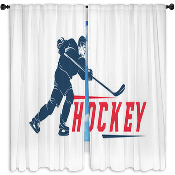 Hockey Player Logo Silhouette Vector Window Curtain