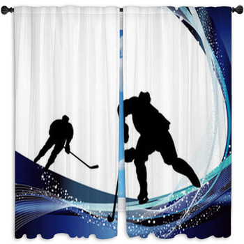 Hockey Player Silhouette Window Curtain