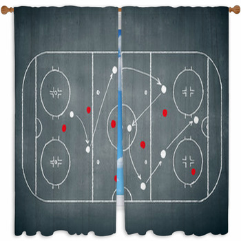 Hockey Strategy Plan Custom Size Window Curtain