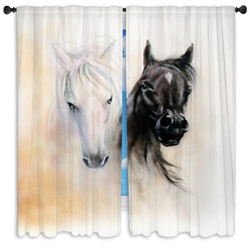 Horse Window Curtains | Custom Size Drapes