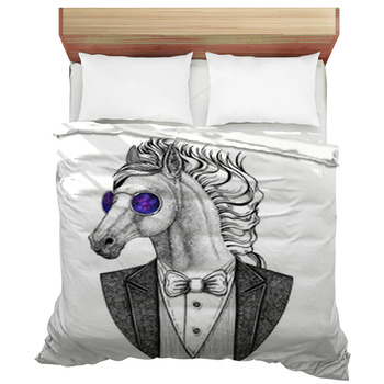 Horse Hoss Knight Steed Courser Hipster Duvet Cover