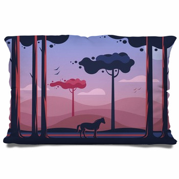 Horse Walking In The Autumn Forest On A  Pillow Case/Sham