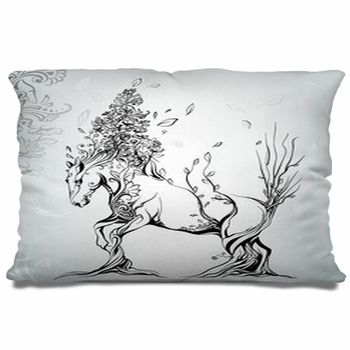 Horse With A Mane From Flowers Pillow Case/Sham