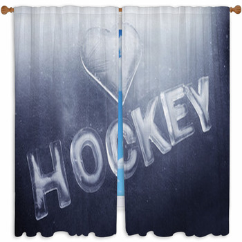 I Love Hockey Custom Size Window Curtain