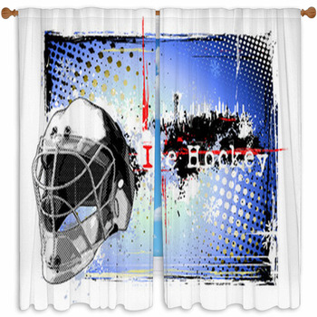 Ice Hockey Frame 2 Custom Size Window Curtain