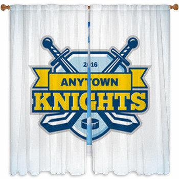 Ice Hockey Knights Team Logo Custom Size Window Curtain