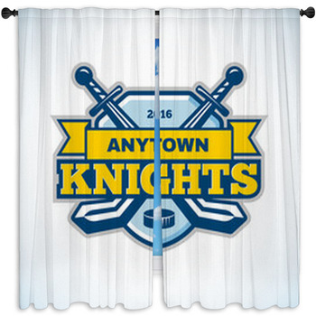 Ice Hockey Knights Team Logo Window Curtain