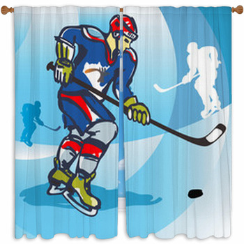 Ice Hockey Player Vector Custom Size Window Curtain
