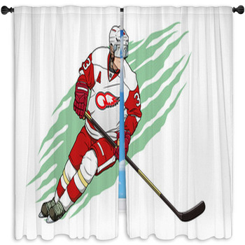 Ice Hockey Player Window Curtain