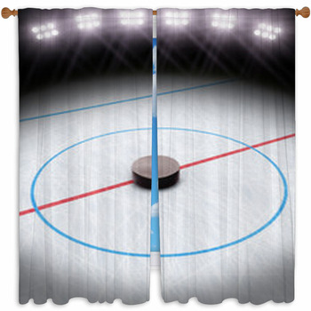 Ice Hockey Under The Lights Custom Size Window Curtain