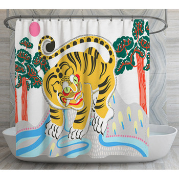 Illustration Of Traditional Korean Shower Curtain