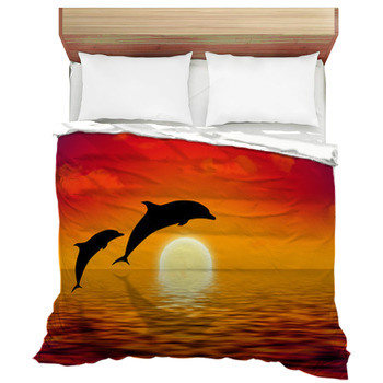 Seamless rest on the sea, three dolphins play in the water. vector  illustration.