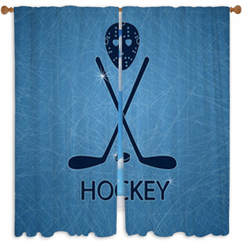 Illustration With Hockey Custom Size Window Curtain