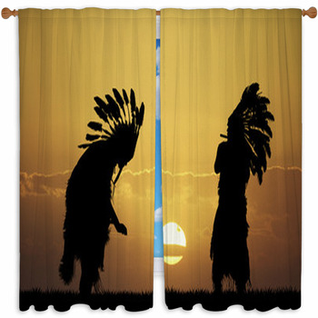 Indian At Sunset Custom Size Window Curtain