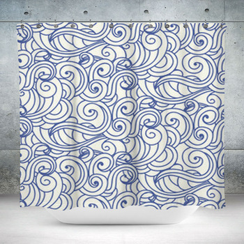 Japanese Chinese Ocean Waves Custom Size Shower Curtain