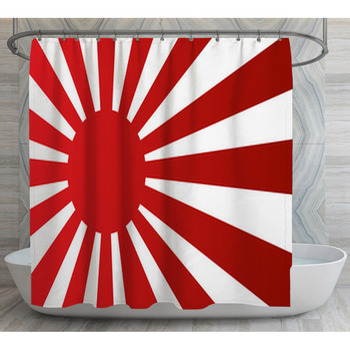 Japanese Navy Flag Red Rising Sun Vector Shower Curtain