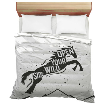 Jumping Horse And Mountains Duvet Cover