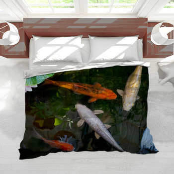 Adorable pair of koi fish swimming in a koi pond Shower Curtain by