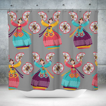 Korean Women Performing A Custom Size Shower Curtain