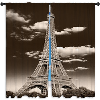 La Torre Eiffel Retrò Window Curtain