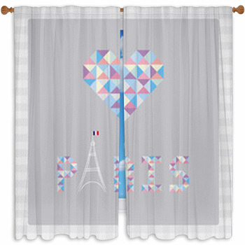 Love Paris1 Custom Size Window Curtain