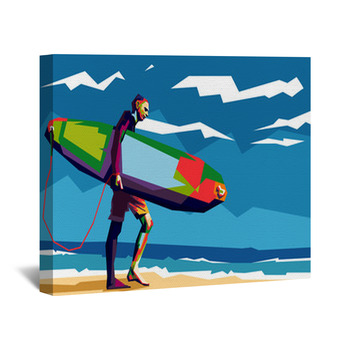 Hang Ten Surf Sign California Classic Big Wave Surfer Surfing Surfboard  Wall Art