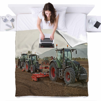 Fall Rusted Tractor Fleece cheapest Blanket