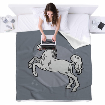 Mighty Horse Icons Cute Cartoon Fleece Bed Cover