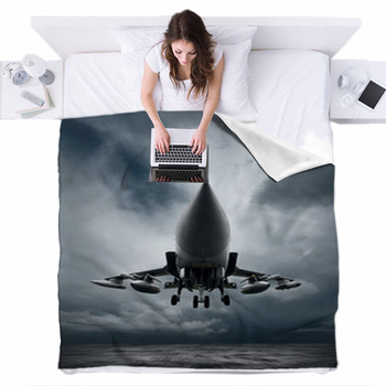 Kids Aircraft Fighter Fleece Throw Blanket for Boys Children Airplane  Sherpa Blanket Aircraft Flying Fuzzy Blanket for Sofa Bed Couch Modern  Luxury