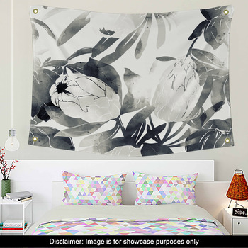 Black and white floral Wall Decor in Canvas, Murals, Tapestries ...