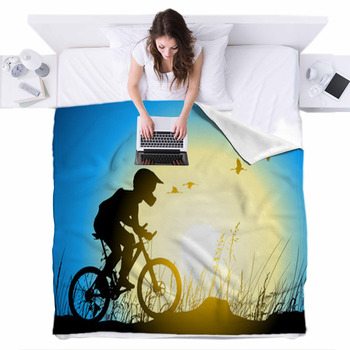 Mountain Bike Down Hill Fleece Bed Cover