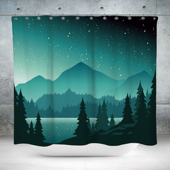 Tree-silhouette shower curtain; lovely journals; wall art: In