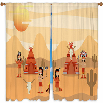 Native American Activities Custom Size Window Curtain