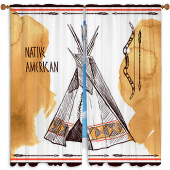 Native American Custom Size Window Curtain