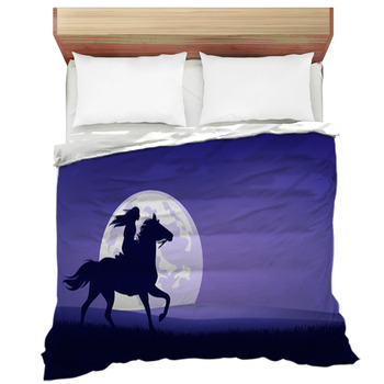 Native American Woman Riding Horse In Praitie  Comforter