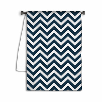 Navy Blue And White Zigzag Textured Fabric Towel