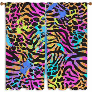 Neon Animal Mix Custom Size Window Curtain