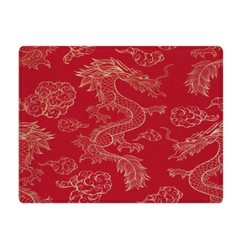 Oriental Dragon Flying In Clouds Seamless Bath Mat