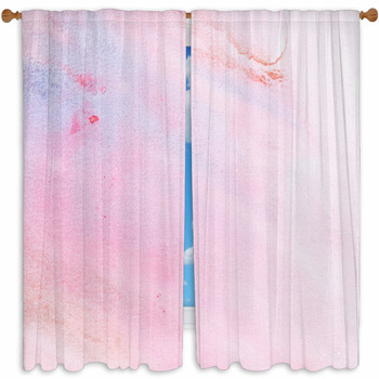White Table Top On Blurred Pastel Background Of Curtained Window