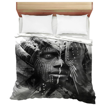 Paintography Expressive African Man Duvet Cover