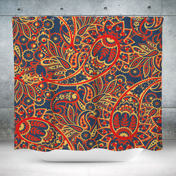 Paisley Style Floral Seamless  Custom Size Shower Curtain