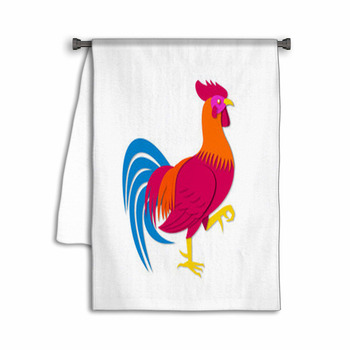 Paper Cut Style Illustration Of A Rooster Cockerel  Towel