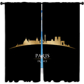 Paris France City Skyline Silhouette Window Curtain