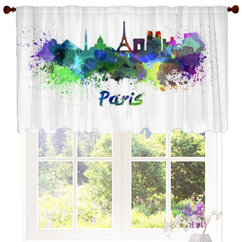 Paris Skyline In Watercolor Custom Size Valance